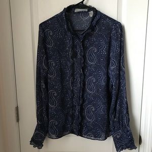 🌷3/$10🌷Liz Claiborne Blue Paisley 2 PC Blouse 14